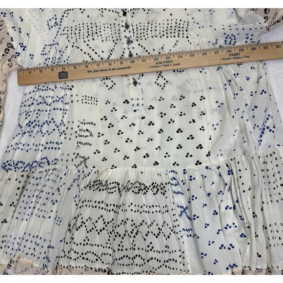 Free People Shibori Tunic Dress Women’s Sz S Long Sleeve Button Front Raw Hem - Picture 10 of 12
